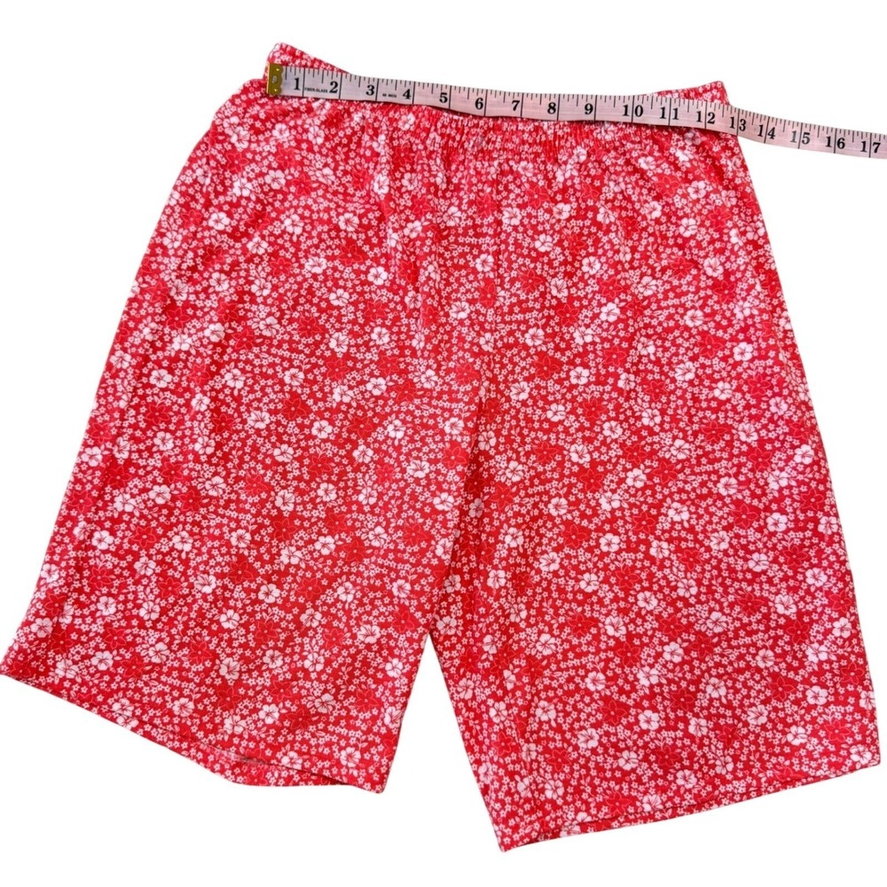 Adonna Sleepwear Womens Red WhiteFloral Pajama Shorts SizeS Elastic Waist Lounge - Picture 2 of 8